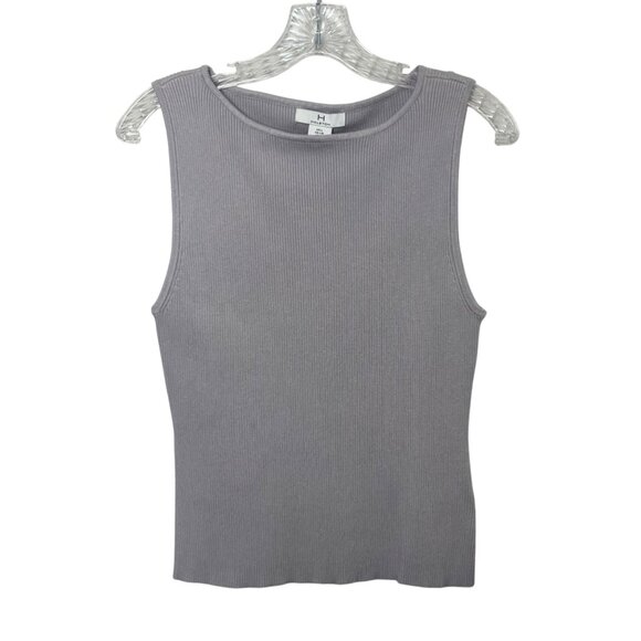 H Halston Sleeveless Sweater Ribbed Knit Womens Large Purple New - Picture 1 of 10